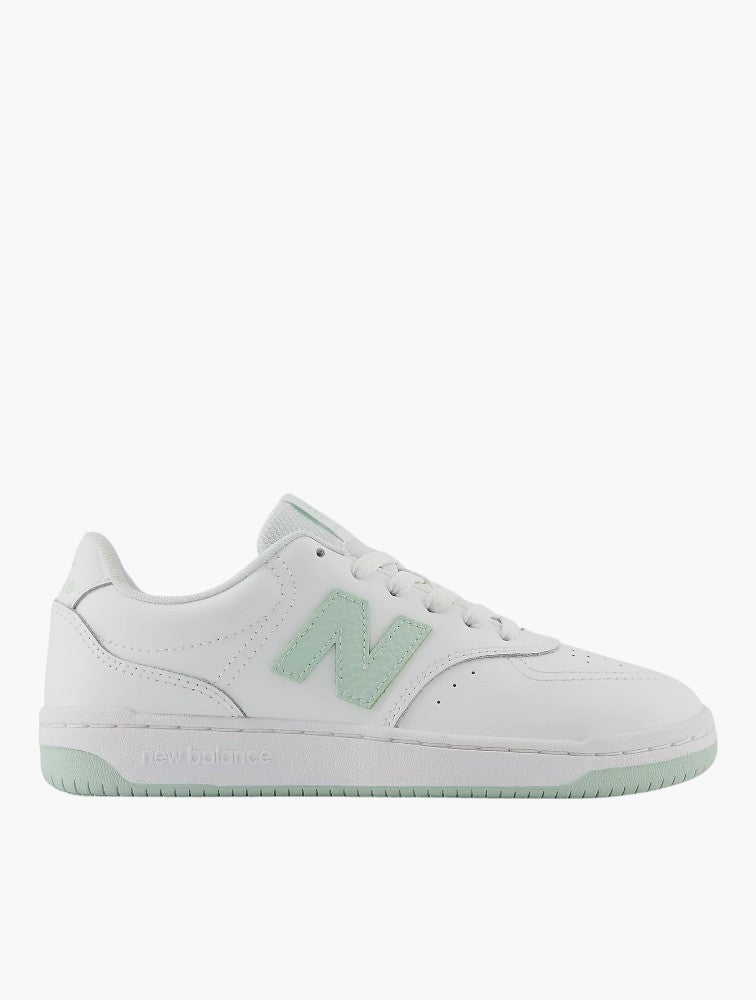 New Balance White & Light Green 80 Sneakers - Side
