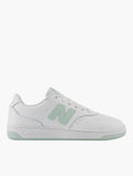 New Balance White & Light Green 80 Sneakers - Side