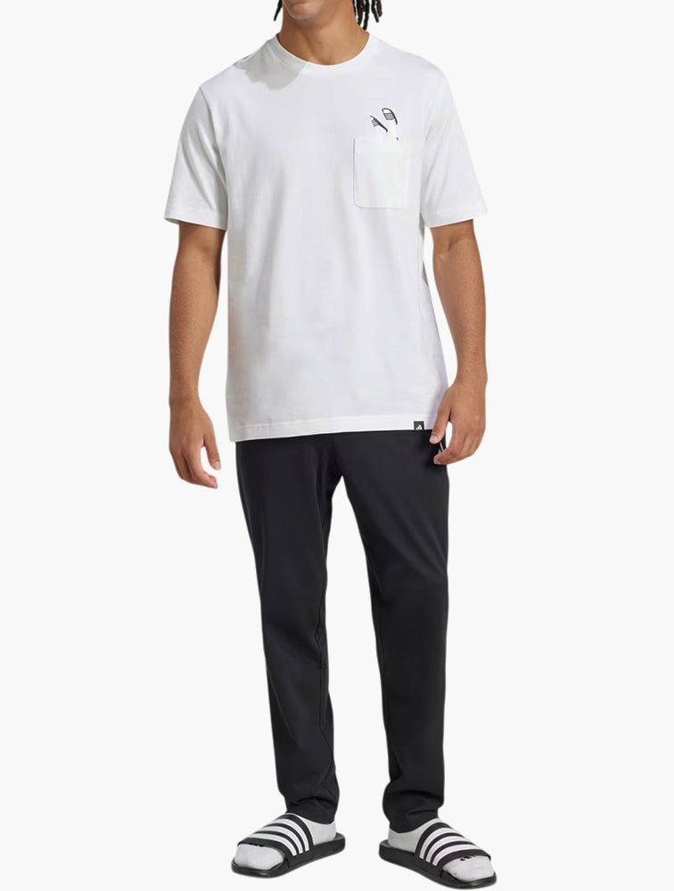 Adidas Lounge Slides Graphic Pocket Tee Grey Four - Detail