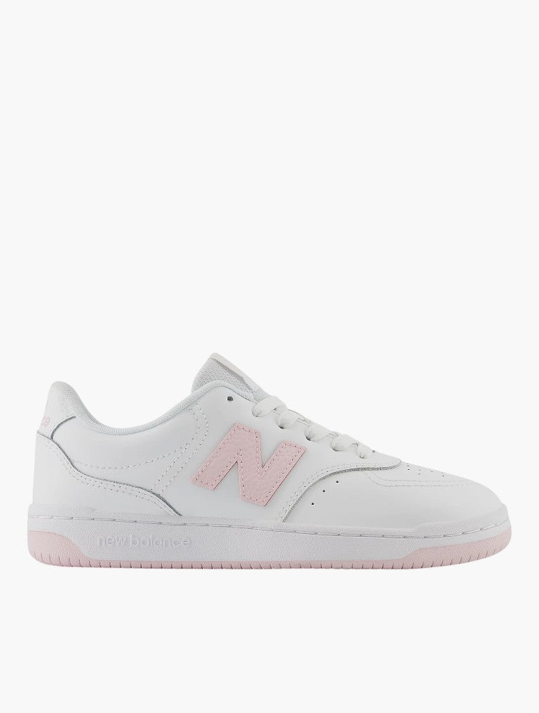 New Balance White & Pink 80 Sneakers - Side