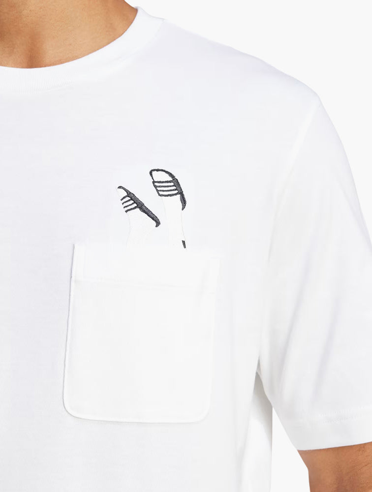 Adidas Lounge Slides Graphic Pocket Tee Grey Four - Close Up