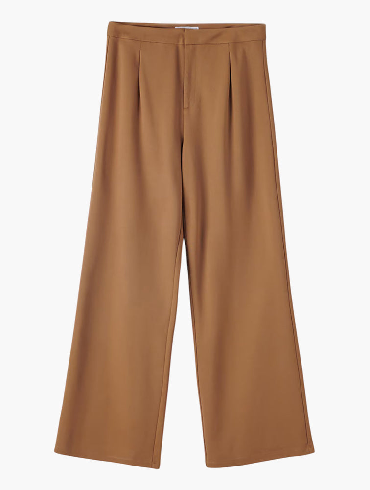 Sinsay Beige Wide Leg Trousers - On Model