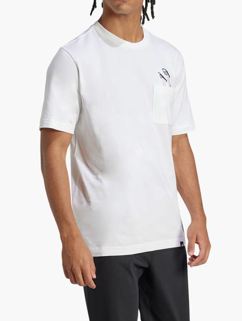 Adidas Lounge Slides Graphic Pocket Tee Grey Four - Back View