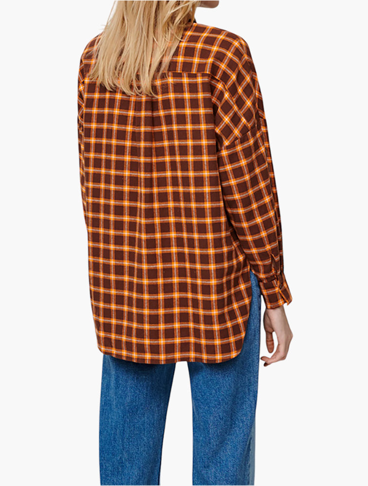 Sinsay Orange Check Oversized Shirt - Styled