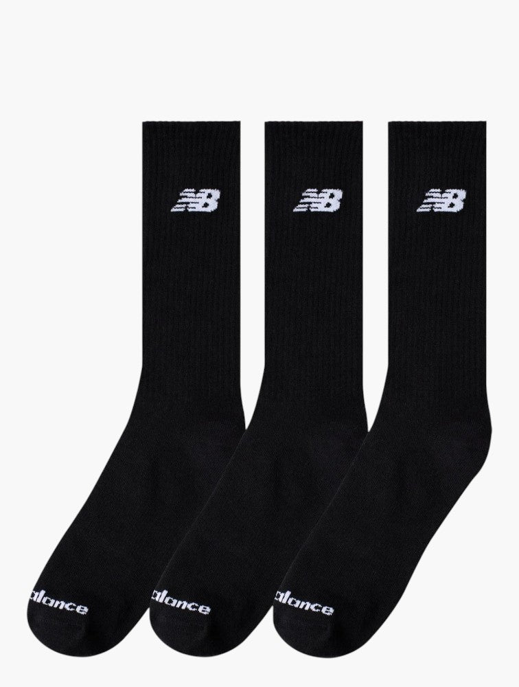 New Balance 3 Pack Black Crew Socks - Detail