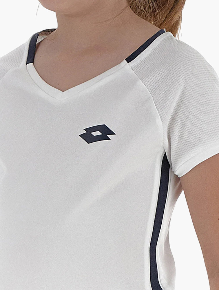 Lotto Girls White Squadra II Logo Print Tee - Detail