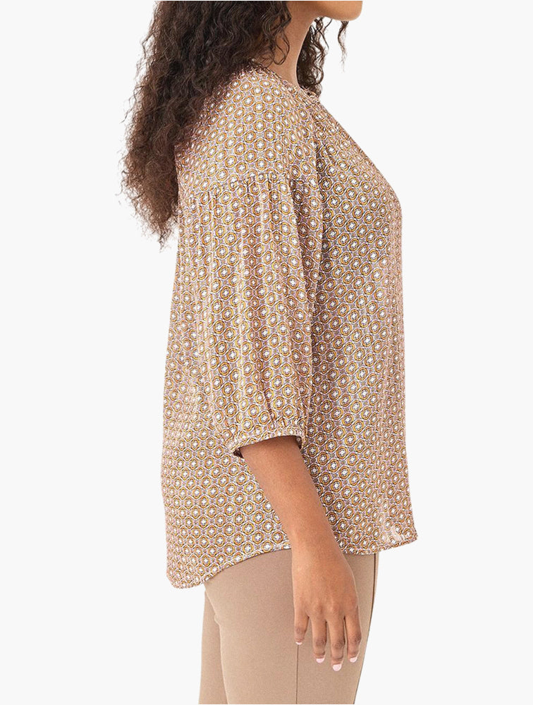 Geometric Print Button Blouse back