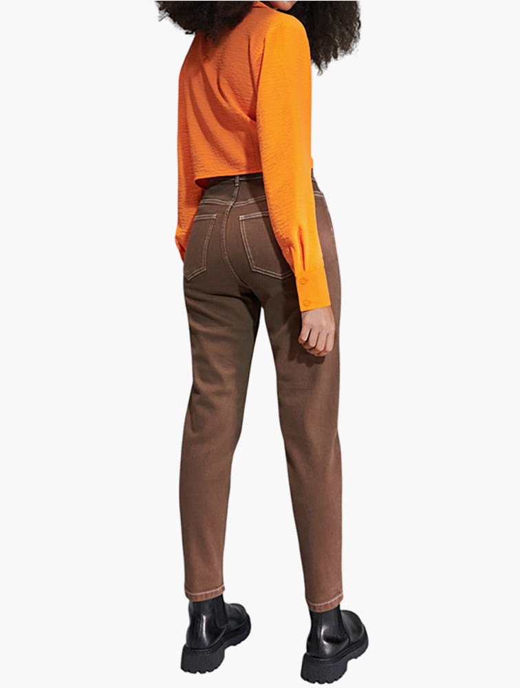 Sinsay Brown High Rise Skinny Jeans - Back