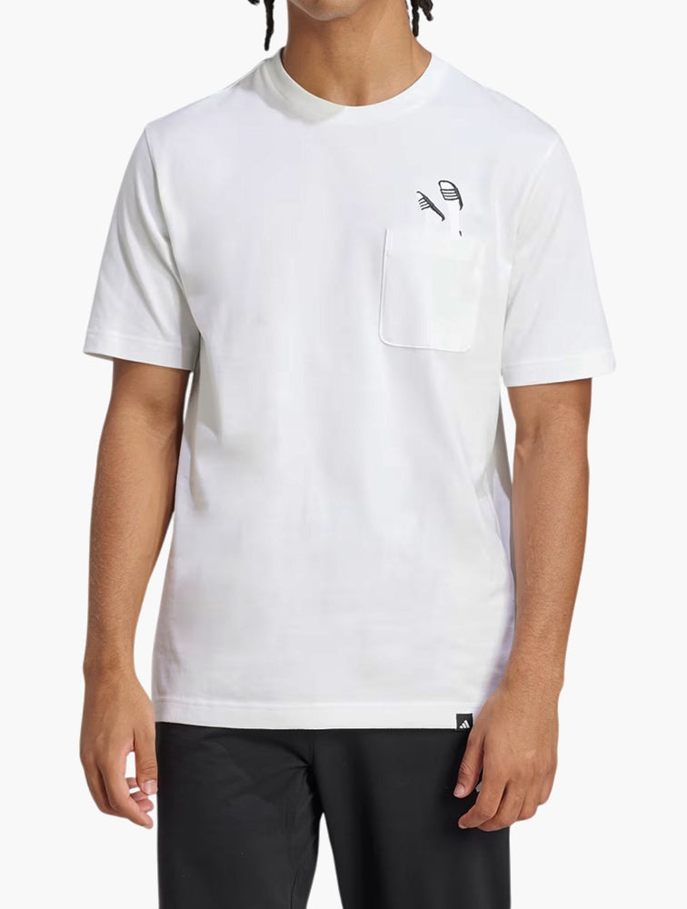 Adidas Lounge Slides Graphic Pocket Tee Grey Four - Front View