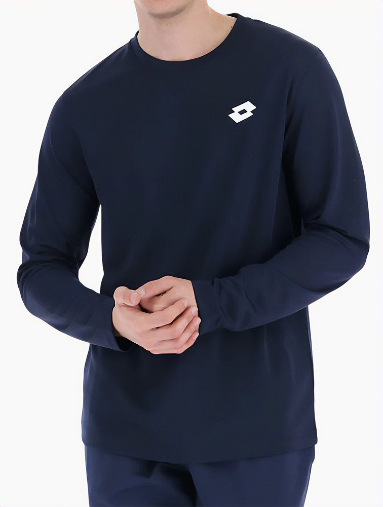 Lotto Navy Blue Logo Print Long Sleeve Tee front view