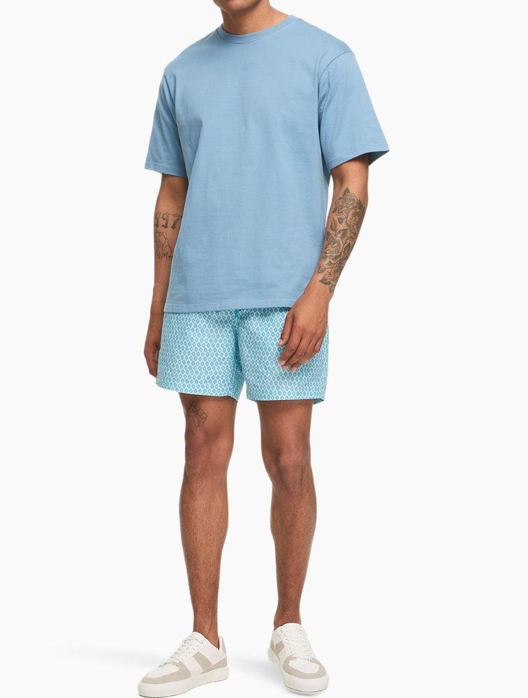 Navy Geometric Swim Trunks pattern