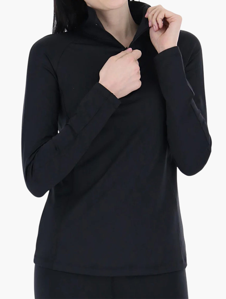Lotto Black Half Zip Long Sleeve Sweatshirt front view