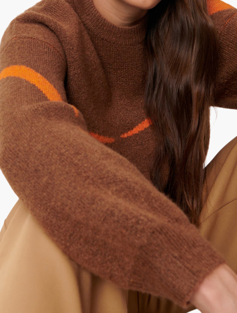 Sinsay Brown & Orange Oversized Sweater - Detail