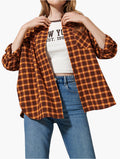 Sinsay Orange Check Oversized Shirt - Front