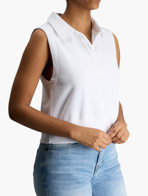 Abercrombie & Fitch White Sleeveless Cropped Polo - back