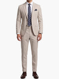 ASOS DESIGN Tapered Suit Trousers in Beige Waffle - Front View