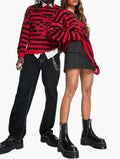 ASOS Oversized Striped Character Jumper Red - Front View
