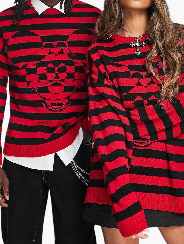 ASOS Oversized Striped Character Jumper Red - Detail View