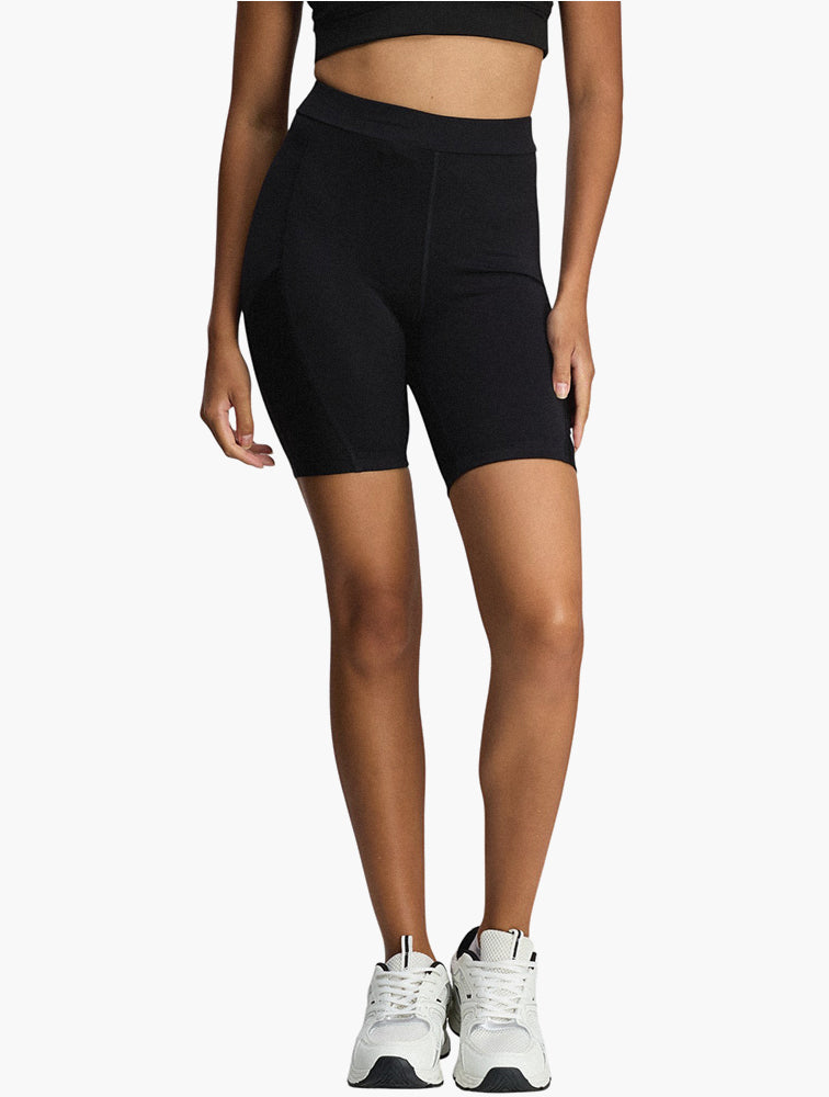 Lotto Black High Rise Stretch Biker Shorts front view