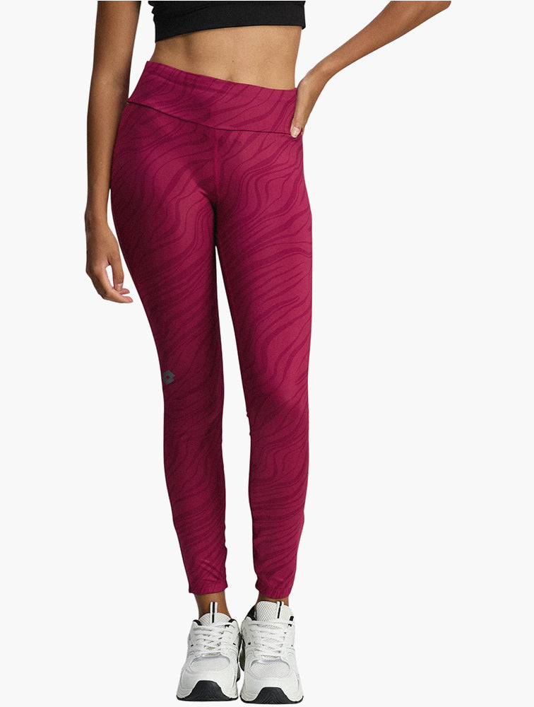 Lotto Purple High Rise Printed Workout Leggings front view