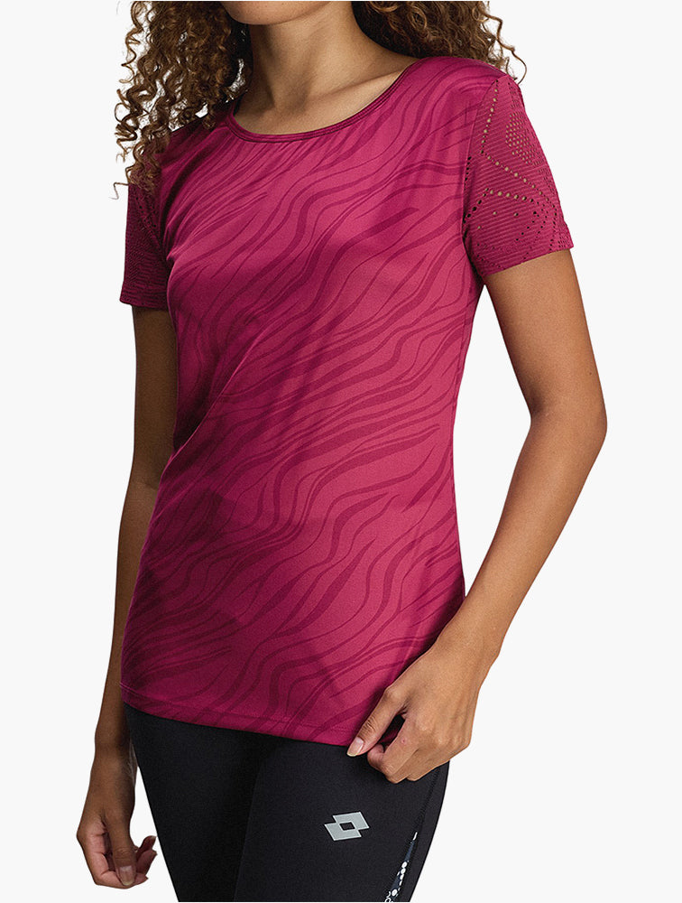 Lotto Purple Wavy Pattern Performance Tee side view