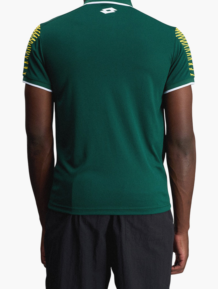 Lotto Green Striped-Shoulder Polo Shirt back view