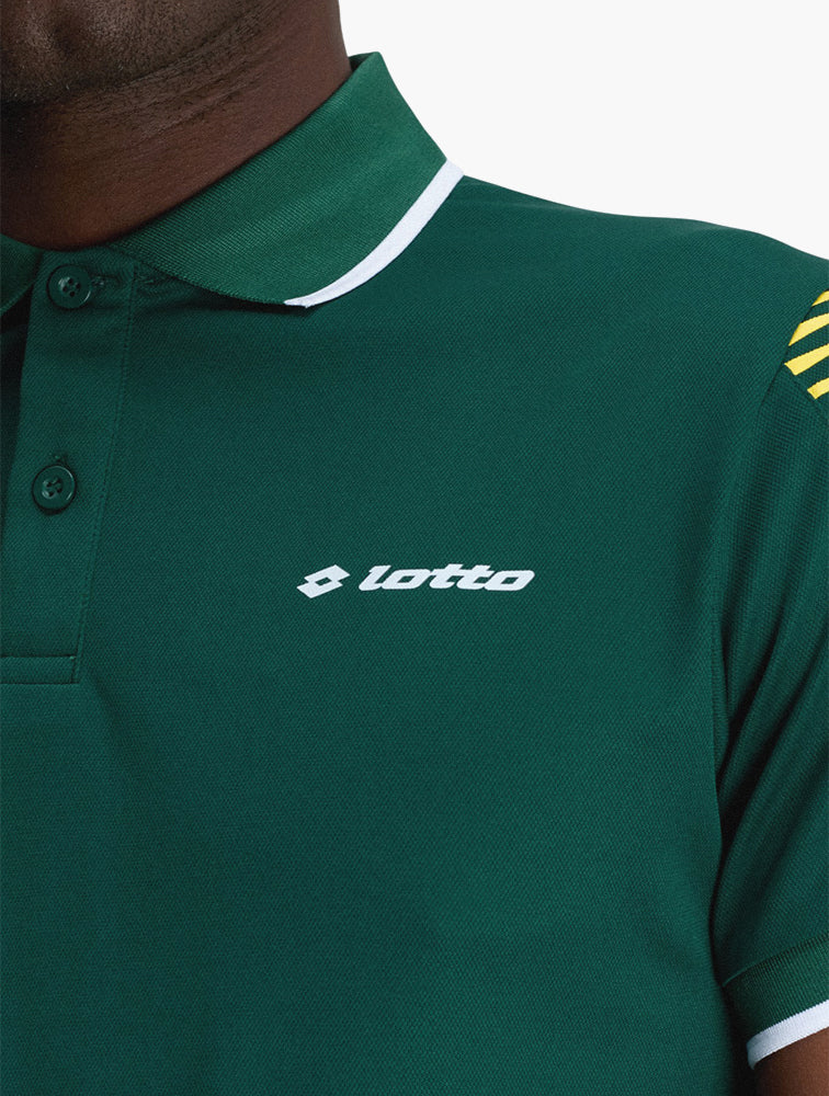 Lotto Green Striped-Shoulder Polo Shirt detail view