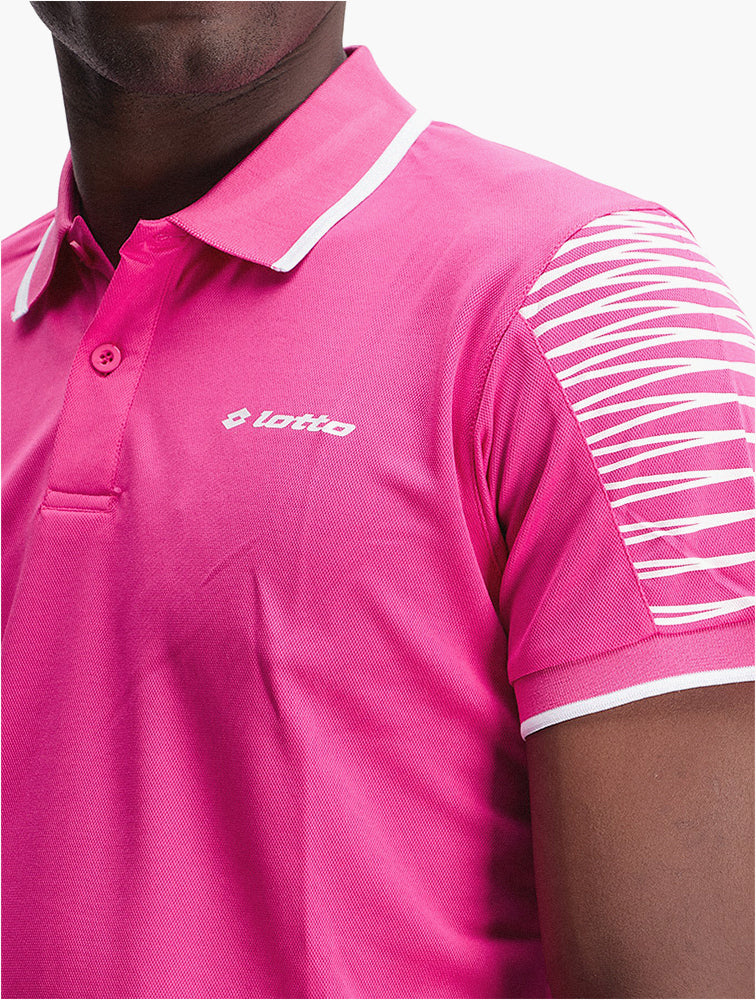 Lotto Bright Pink Polo Shirt detail view