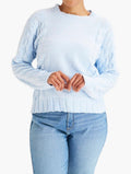 Miladys Blue Cable Knit Sweater - Front View