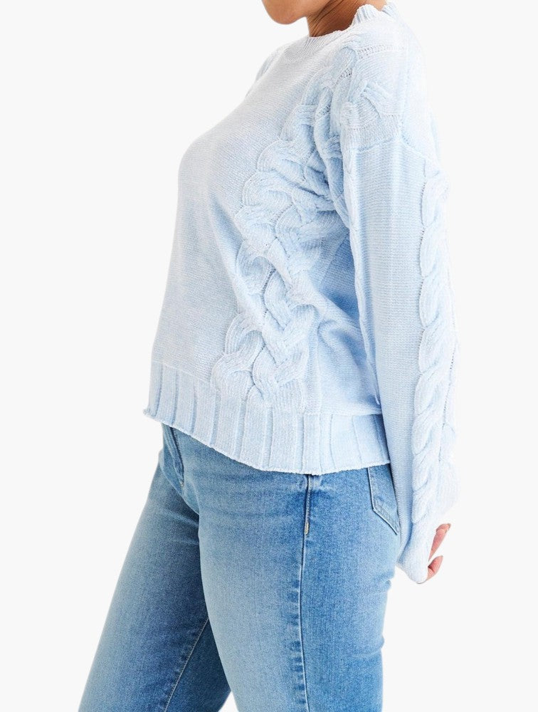 Miladys Blue Cable Knit Sweater - Side View