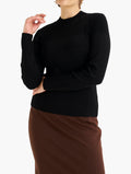 Miladys Black Textured Yoke Mock Neck Jumper - front
