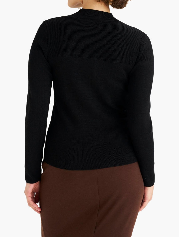 Miladys Black Textured Yoke Mock Neck Jumper - back