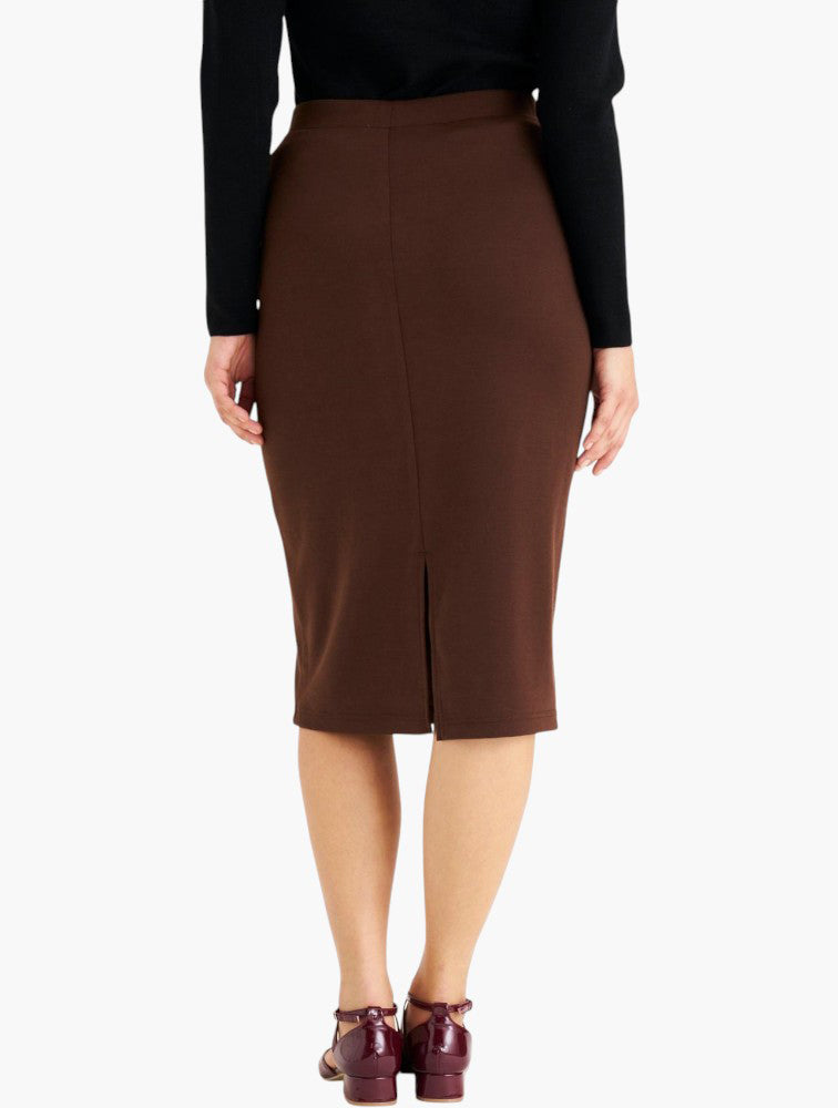 Miladys Brown High Waisted Pencil Skirt - back