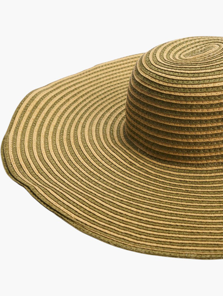 Green Striped Wide Brim Sun Hat side