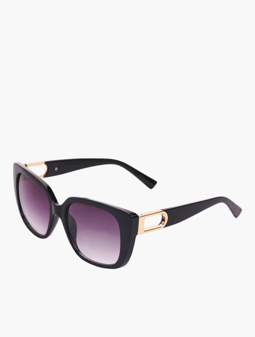 Black Gold Accent Square Sunglasses - front