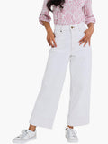 White Wide Leg Cropped Jeans front