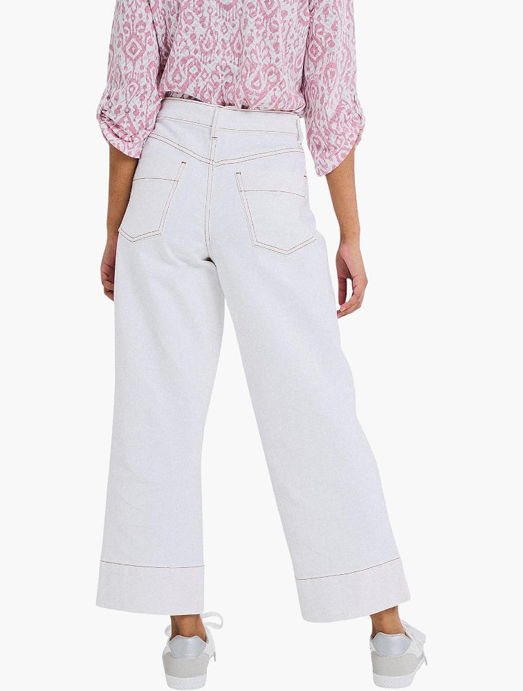 White Wide Leg Cropped Jeans side