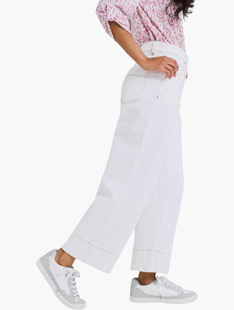 White Wide Leg Cropped Jeans back