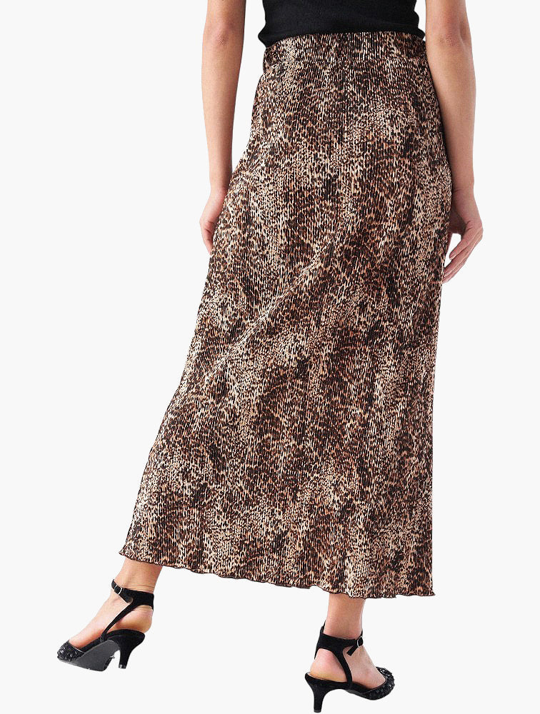 Miladys Leopard Print Pleated Maxi Skirt - side