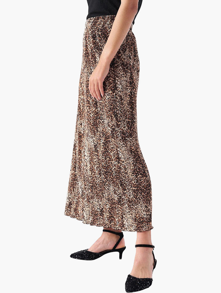 Miladys Leopard Print Pleated Maxi Skirt - back