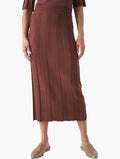 Miladys Brown Ribbed Knit Midi Skirt - front