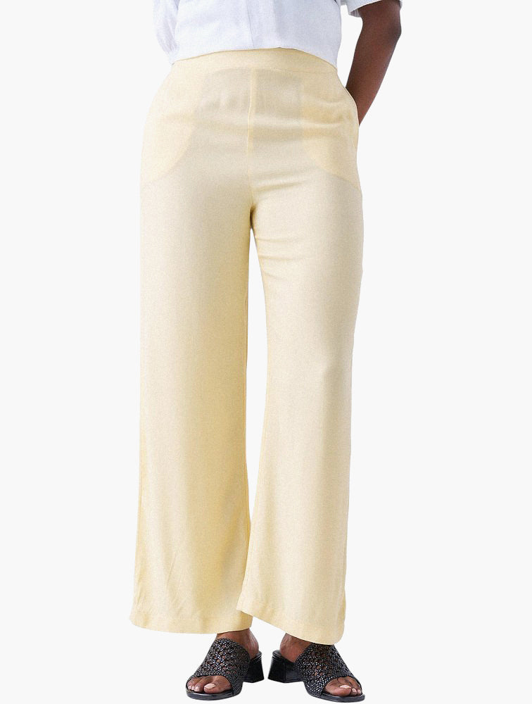 Miladys Yellow Wide Leg Trousers - Front View