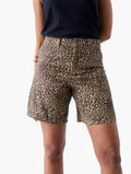 Miladys Print Leopard Denim Shorts - front