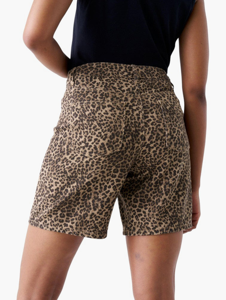 Miladys Print Leopard Denim Shorts - back