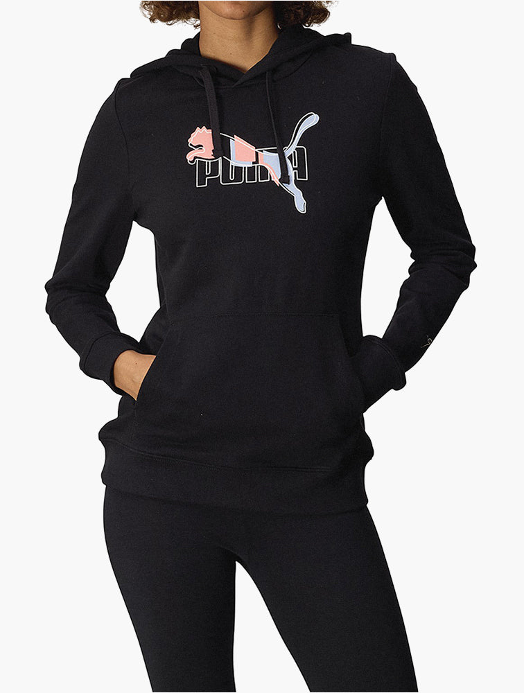 PUMA Black Essentials Logo Lab Hoodie - Front