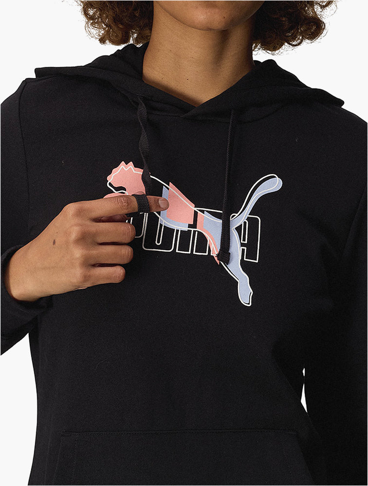 PUMA Black Essentials Logo Lab Hoodie - Label