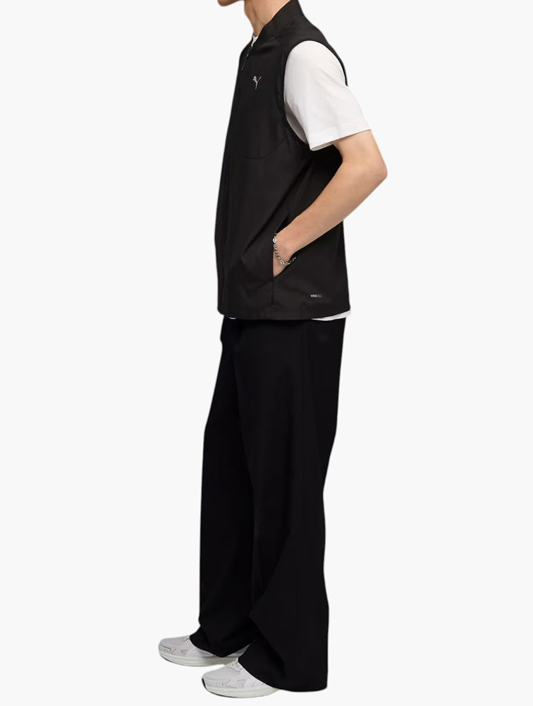 PUMA Black Full-Zip Woven Gilet detail