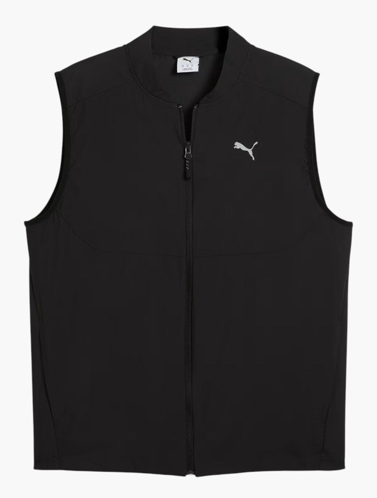 PUMA Black Full-Zip Woven Gilet on model