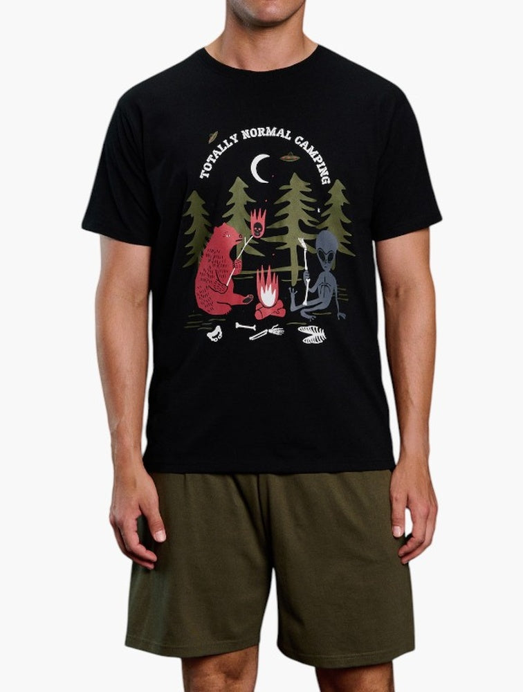 Sinsay Black Graphic Camping Pyjama Set - Front