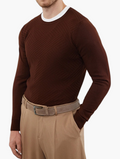Trendyol Brown Geometric Crew Neck Pullover - Front View